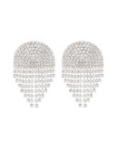 Half Circle silver-tone crystal earrings