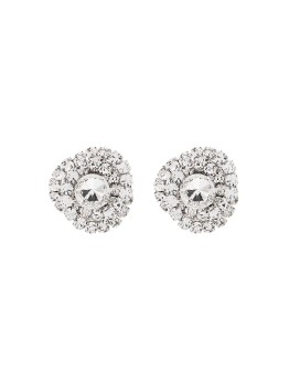 Torchon silver-tone crystal earrings