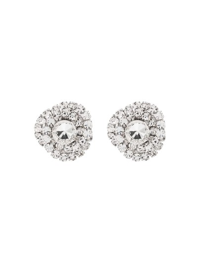 Torchon silver-tone crystal earrings