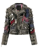 leather spiked biker jacket