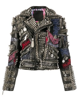 leather spiked biker jacket
