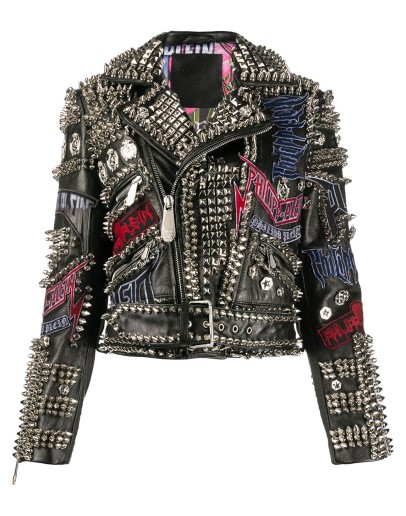 leather spiked biker jacket