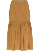 seersucker midi skirt