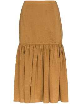seersucker midi skirt