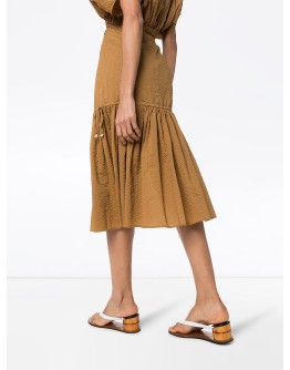 seersucker midi skirt