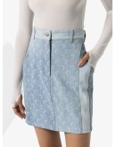Crescent Moon print denim mini skirt
