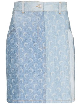 Crescent Moon print denim mini skirt