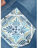 printed detail slim-fit jeans