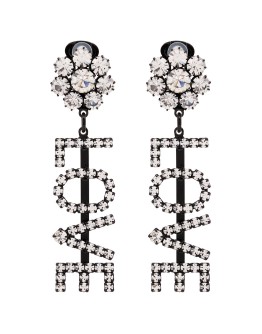Love crystal clip-on earrings