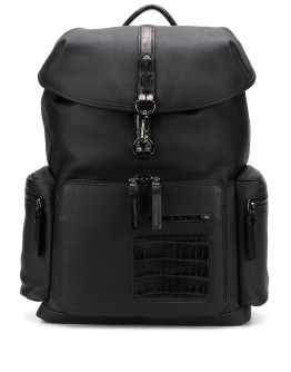 crocodile effect leather backpack