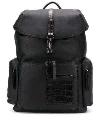 crocodile effect leather backpack