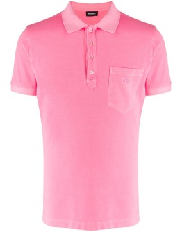 acid-wash short-sleeved polo shirt