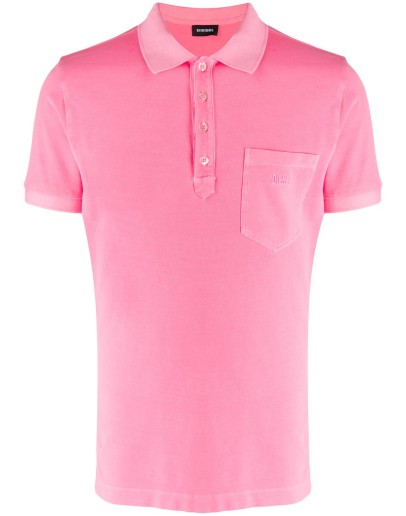 acid-wash short-sleeved polo shirt