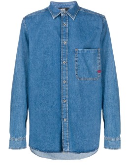 denim long-line shirt