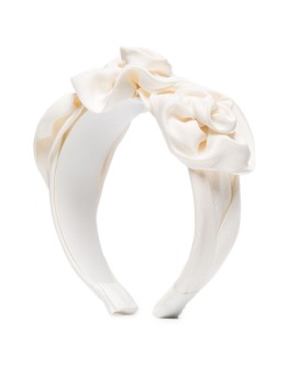 Triple Rosette silk faille headband