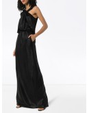 asymmetric halterneck silk evening gown