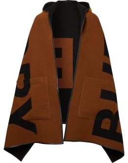reversible jacquard logo hooded cape