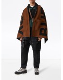 reversible jacquard logo hooded cape