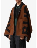 reversible jacquard logo hooded cape