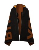 reversible jacquard logo hooded cape