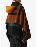 reversible jacquard logo hooded cape
