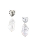 crystal heart pearl earrings
