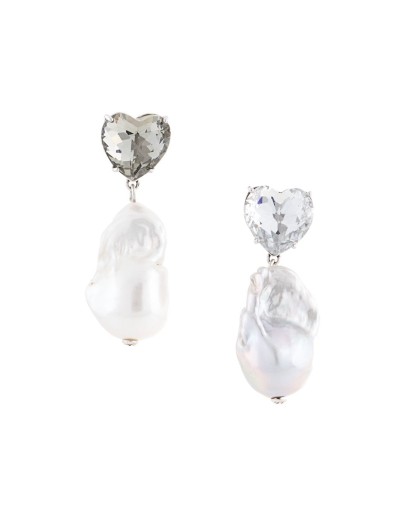 crystal heart pearl earrings