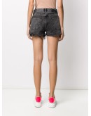 logo slogan printed denim shorts