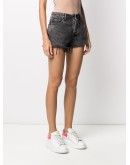 logo slogan printed denim shorts