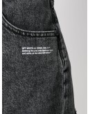 logo slogan printed denim shorts