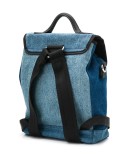 leather trim denim backpack