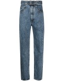 high-waist belted jeans