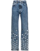 perforated straight-leg jeans