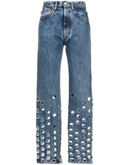 perforated straight-leg jeans