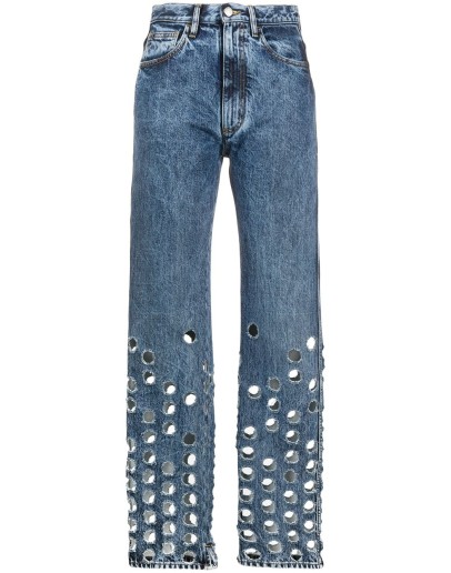 perforated straight-leg jeans