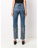 perforated straight-leg jeans