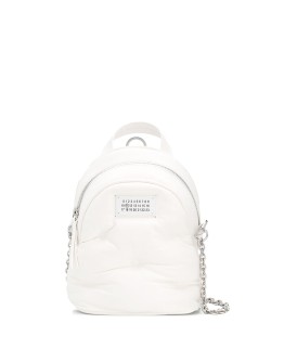 quilted-effect logo-patch mini backpack