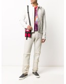 distressed layered straight leg jeans