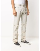 distressed layered straight leg jeans