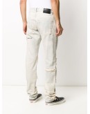 distressed layered straight leg jeans