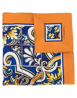 Maiolica print silk scarf