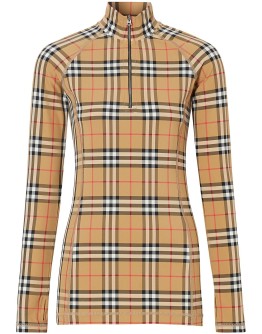 check turtleneck zip top