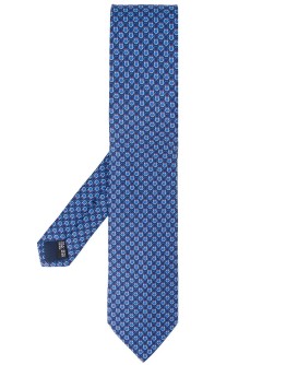 Gancini print silk tie