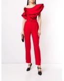 one-shoulder ruffle jumpsuit