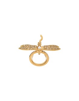 Dragonfly crystal-embellished ring