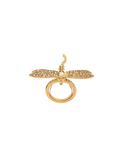 Dragonfly crystal-embellished ring