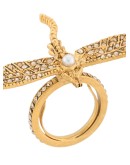 Dragonfly crystal-embellished ring
