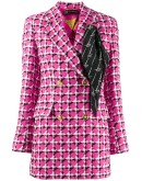 scarf detail checked blazer