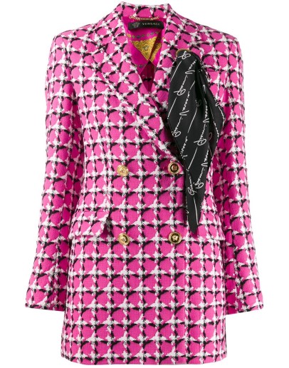 scarf detail checked blazer