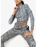 snake-print crop top